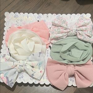 Kids Bow Set - Pink, Green, White